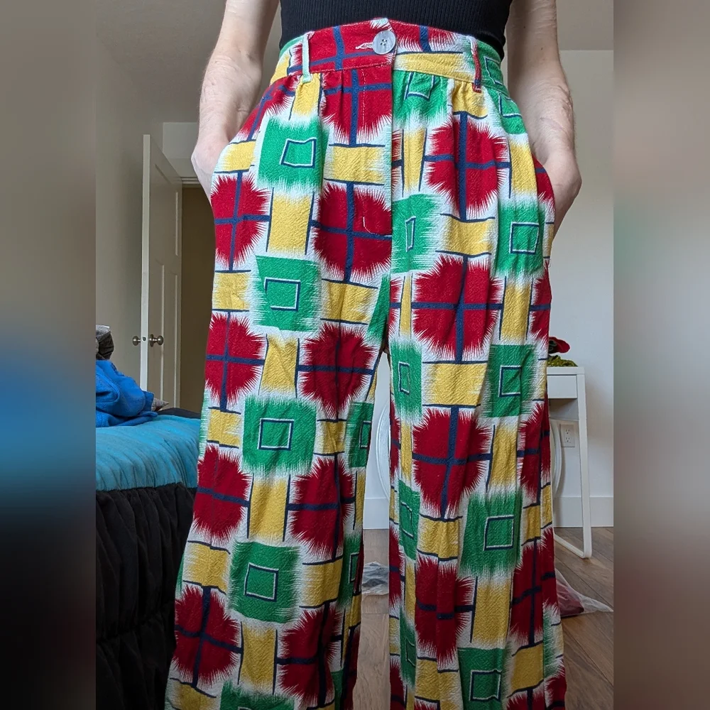 FBC Checkered Linen Pants - Picture 1 of 4